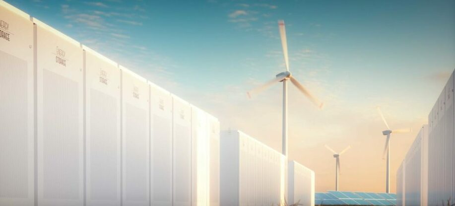Wind turbine along battery storage facility as example of flexible assets